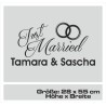 Aufkleber Just Married Ehe Hochzeit Paar Liebe Herz Ringe Datum Namen