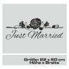 Aufkleber Just Married Ehe Hochzeit Paar Liebe Herz Ringe Datum Namen