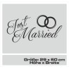 Aufkleber Just Married Ehe Hochzeit Paar Liebe Herz Ringe Datum Namen