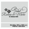 Aufkleber Just Married Ehe Hochzeit Paar Liebe Herz Ringe Datum Namen