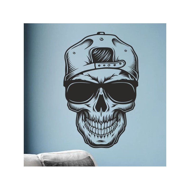 Wandaufkleber Wandtattoo Totenkopf Skull Schädel Bones Farbklecks Farbe Krone König DJ Sound Punisher Rabe Krähe Tod Death Fun