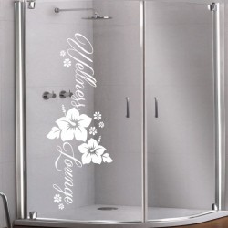 Aufkleber Glas Dekor Fenster Dusche Duschkabine Glas Tür Glastür Schaufenster Beschriftung Spa Wellness Meer Delphin Rose Wasser