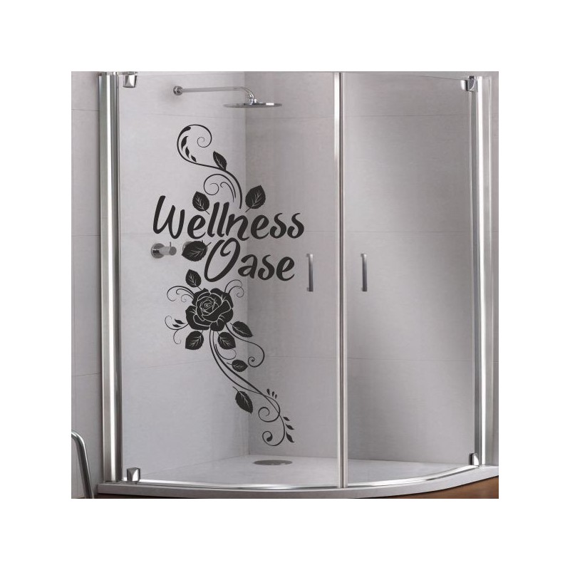 Aufkleber Glas Dekor Fenster Dusche Duschkabine Glas Tür Glastür Schaufenster Beschriftung Spa Wellness Meer Delphin Rose Wasser