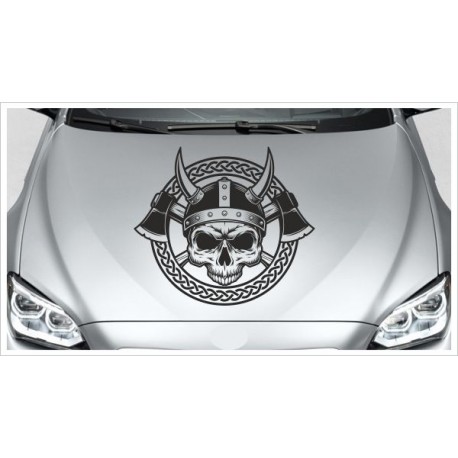 Wikinger Nordig Viking Thor Hammer Odin Walhalla Totenkopf Axt Schwert Aufkleber Auto Car Style Motorhaube