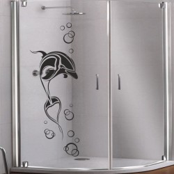 Aufkleber Glas Dekor Fenster Dusche Duschkabine Glas Tür Glastür Schaufenster Beschriftung Spa Wellness Meer Delphin Rose Wasser