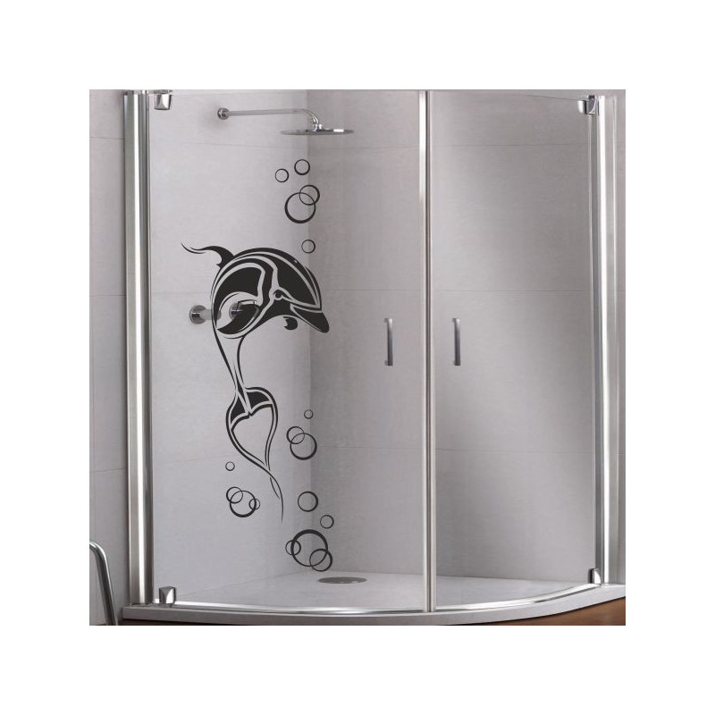 Aufkleber Glas Dekor Fenster Dusche Duschkabine Glas Tür Glastür Schaufenster Beschriftung Spa Wellness Meer Delphin Rose Wasser