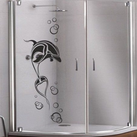 Aufkleber Glas Dekor Fenster Dusche Duschkabine Glas Tür Glastür Schaufenster Beschriftung Spa Wellness Meer Delphin Rose Wasser