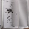 Aufkleber Glas Dekor Fenster Dusche Duschkabine Glas Tür Glastür Schaufenster Beschriftung Spa Wellness Meer Delphin Rose Wasser