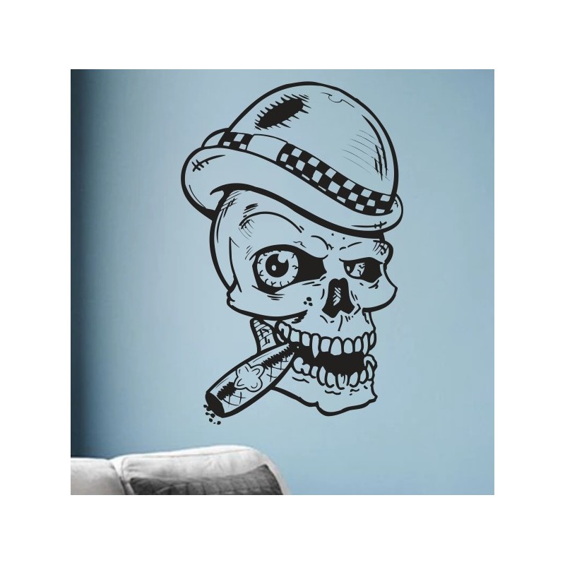 Wandaufkleber Wandtattoo Totenkopf Skull Schädel Bones Farbklecks Farbe Krone König DJ Sound Punisher Rabe Krähe Tod Death Fun