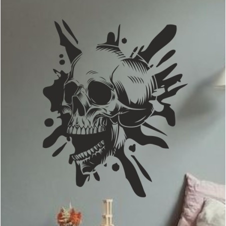 Wandaufkleber Wandtattoo Totenkopf Skull Schädel Bones Farbklecks Farbe Krone König DJ Sound Punisher Rabe Krähe Tod Death Fun