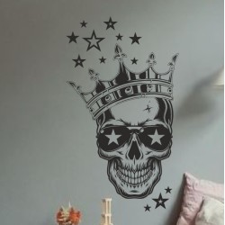 Wandaufkleber Wandtattoo Totenkopf Skull Schädel Bones Farbklecks Farbe Krone König DJ Sound Punisher Rabe Krähe Tod Death Fun