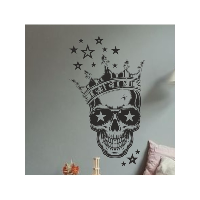 Wandaufkleber Wandtattoo Totenkopf Skull Schädel Bones Farbklecks Farbe Krone König DJ Sound Punisher Rabe Krähe Tod Death Fun