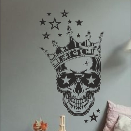Wandaufkleber Wandtattoo Totenkopf Skull Schädel Bones Farbklecks Farbe Krone König DJ Sound Punisher Rabe Krähe Tod Death Fun