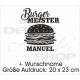 Schürzen KOCH & GRILL Burger Meister Grillen + Name Schürze Grillschürze Kochschürze Geschenk Fun