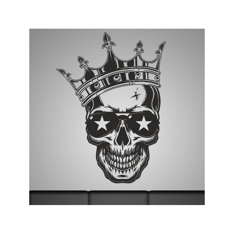 Wandaufkleber Wandtattoo Totenkopf Skull Schädel Bones Farbklecks Farbe Krone König DJ Sound Punisher Rabe Krähe Tod Death Fun