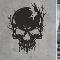 Wandaufkleber Wandtattoo Totenkopf Skull Schädel Bones Farbklecks Farbe Krone König DJ Sound Punisher Rabe Krähe Tod Death Fun