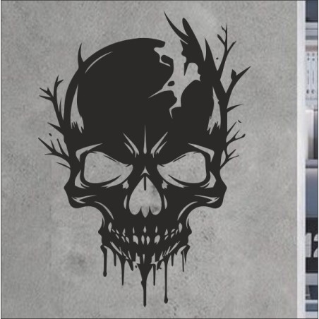 Wandaufkleber Wandtattoo Totenkopf Skull Schädel Bones Farbklecks Farbe Krone König DJ Sound Punisher Rabe Krähe Tod Death Fun