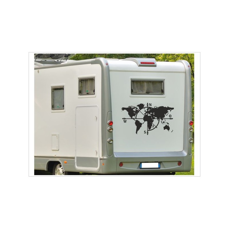 Aufkleber Wohnmobil Globus Weltkarte Camper Wohnwagen Caravan Camper  Aufkleber Auto WOMO - Der Dekor Aufkleber Shop