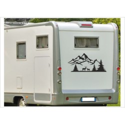 Aufkleber Wohnmobil Reh Hirsch Landschaft Berge Camper Wohnwagen Caravan Camper Aufkleber Auto WOMO
