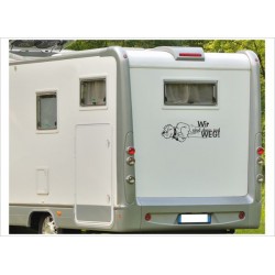 Aufkleber Wohnwagen Wohnmobil Caravan Camper Auto Hund Dogge Wir sind WEG 229 