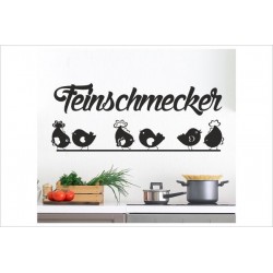 Küche Wandaufkleber Vogel Spatz Küche Topf Feinschmecker Wandtattoo Aufkleber Essen Kochen
