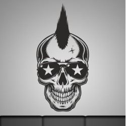 Wandaufkleber Wandtattoo Totenkopf Skull Schädel Bones Farbklecks Farbe Krone König DJ Sound Punisher Rabe Krähe Tod Death Fun