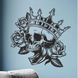 Wandaufkleber Wandtattoo Totenkopf Skull Schädel Bones Farbklecks Farbe Krone König DJ Sound Punisher Rabe Krähe Tod Death Fun