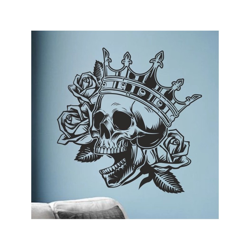 Wandaufkleber Wandtattoo Totenkopf Skull Schädel Bones Farbklecks Farbe Krone König DJ Sound Punisher Rabe Krähe Tod Death Fun