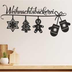 Wandaufkleber Wandtattoo Aufkleber Wand Weihnachten X-MAS Merry Christmas Kugel Schmuck  Weihnachtsbäckerei Backen Plätzen Backh