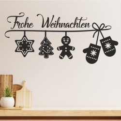 Wandaufkleber Wandtattoo Aufkleber Wand Weihnachten X-MAS Merry Christmas Kugel Schmuck  Weihnachtsbäckerei Backen Plätzen Backh
