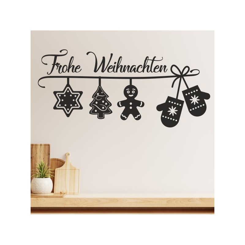 Wandaufkleber Wandtattoo Aufkleber Wand Weihnachten X-MAS Merry Christmas Kugel Schmuck  Weihnachtsbäckerei Backen Plätzen Backh