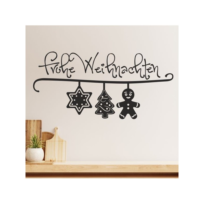 Wandaufkleber Wandtattoo Aufkleber Wand Weihnachten X-MAS Merry Christmas Kugel Schmuck  Weihnachtsbäckerei Backen Plätzen Backh