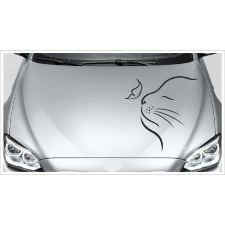 Aufkleber Motorhaube Katze Kätzchen Cat Schmusekatze Autoaufkleber Tattoo Auto Car