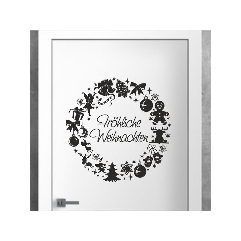 Wandaufkleber Wandtattoo Aufkleber Wand Weihnachten X-MAS Merry Christmas Kugel Schmuck  Weihnachtsbäckerei Backen Plätzen Backh