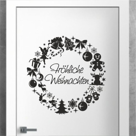 Wandaufkleber Wandtattoo Aufkleber Wand Weihnachten X-MAS Merry Christmas Kugel Schmuck  Weihnachtsbäckerei Backen Plätzen Backh