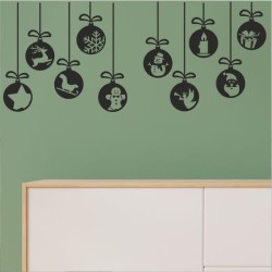 Wandaufkleber Wandtattoo Aufkleber Wand Weihnachten X-MAS Merry Christmas Kugel Schmuck  Weihnachtsbäckerei Backen Plätzen