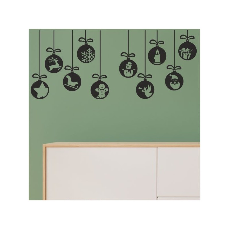 Wandaufkleber Wandtattoo Aufkleber Wand Weihnachten X-MAS Merry Christmas Kugel Schmuck  Weihnachtsbäckerei Backen Plätzen