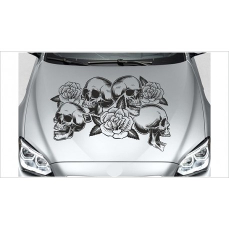 Autoaufkleber Aufkleber Hippie Blumen Reserveradcover - Skull Totenkopf  Schädel Skullz Bones Knochen Aufkleber
