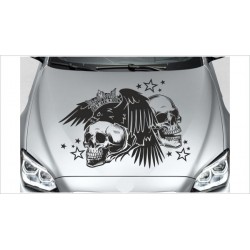 Aufkleber Auto Rabe Krähe Vogel Feder Totenkopf Bones Skull Car Style