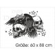 Aufkleber Auto Rabe Krähe Vogel Feder Totenkopf Bones Skull Car Style