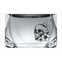 Aufkleber Auto Totenkopf Skull Hibiskus Blüte Schmetterling Car Style