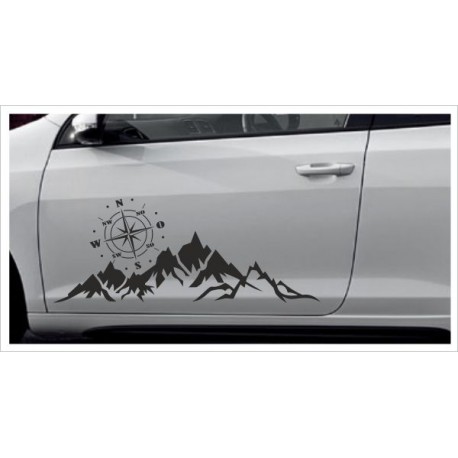 Landschaft Berge Offraod Kompass Windrose Alpen Aufkleber SET Autoaufkleber Sticker