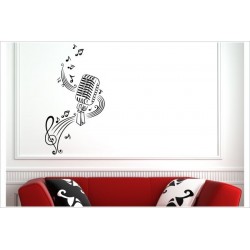 Wandaufkleber Musik Swing Noten Notenschlüssel Lautsprecher Mikrofon Wand Tattoo Aufkleber 224