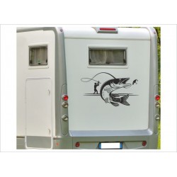Aufkleber Wohnmobil Angler Fisch Angel Karpfen Hecht Forelle Camper Wohnwagen Caravan Camper Aufkleber Auto WOMO