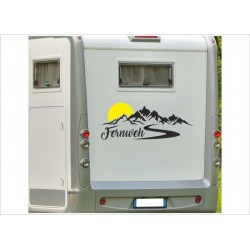 Aufkleber SET 2farbig Berge Wald Tanne Fernweh Wohnmobil Wohnwagen Caravan Beschriftung Auto