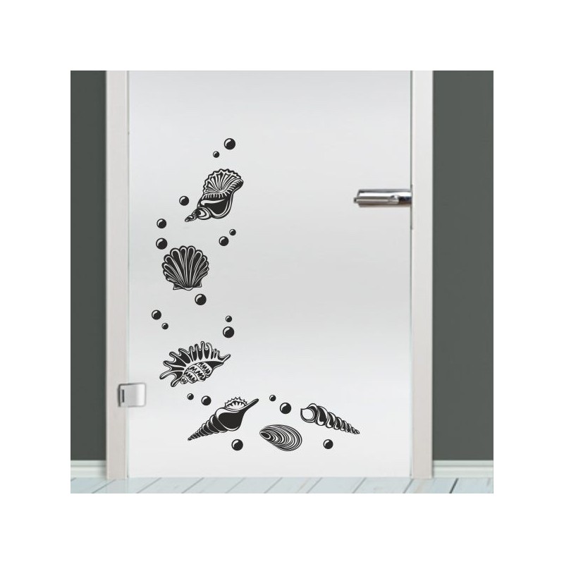 Aufkleber Glas Dekor Fenster Dusche Duschkabine Glas Tür Glastür Schaufenster Beschriftung Spa Wellness Meer Delphin Rose Wasser