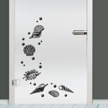 Aufkleber Glas Dekor Fenster Dusche Duschkabine Glas Tür Glastür Schaufenster Beschriftung Spa Wellness Meer Delphin Rose Wasser