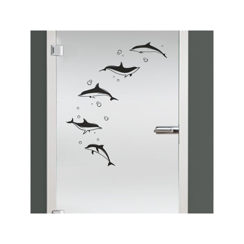 Aufkleber Glas Dekor Fenster Dusche Duschkabine Glas Tür Glastür Schaufenster Beschriftung Spa Wellness Meer Delphin Rose Wasser