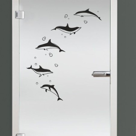 Aufkleber Glas Dekor Fenster Dusche Duschkabine Glas Tür Glastür Schaufenster Beschriftung Spa Wellness Meer Delphin Rose Wasser