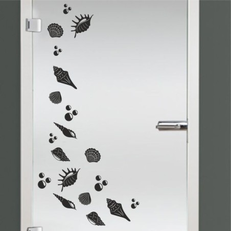 Aufkleber Glas Dekor Fenster Dusche Duschkabine Glas Tür Glastür Schaufenster Beschriftung Spa Wellness Meer Delphin Rose Wasser